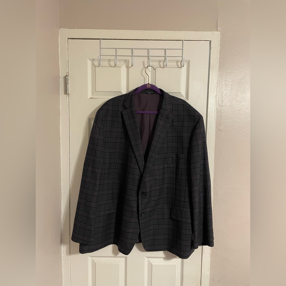 Shaquille O’Neal Men's Grey / Purple Plaid Blazer